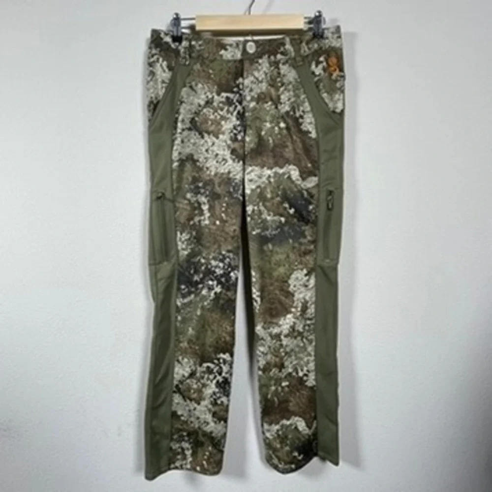 SHE Outdoor Camo Hunting Pants Womens Medium Green Excellent Strata Fleece Lined - Picture 1 of 13